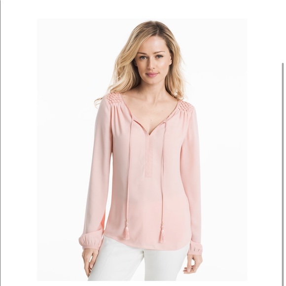 White House Black Market Tops - WHBM Pink long sleeve peasant blouse